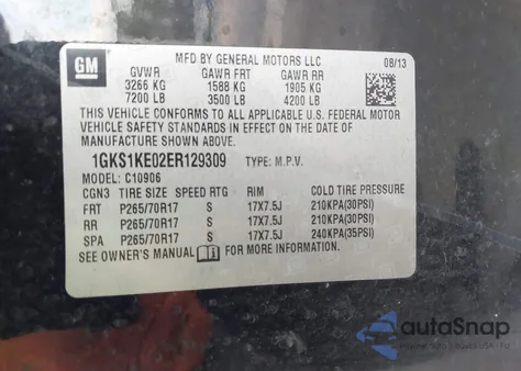 2014 GMC Yukon Xl 1500 Slt z USA, uszkodzony, nr VIN 1GKS1KE02ER129309